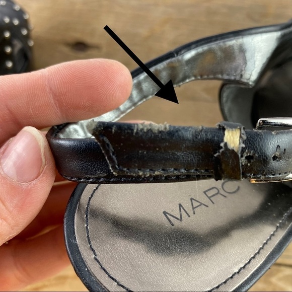 Marc Fisher black with silver studs sexy sling back heels, 7.5 - Picture 10 of 10